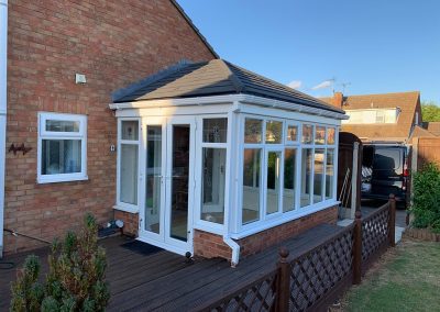 DIY Tiled Roof White and Brick Edwardian Conservatory