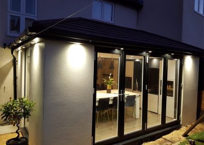 DIY Tiled Roof Conservatory at Night