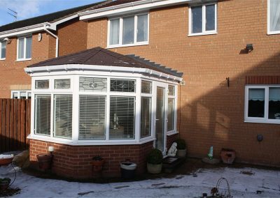 DIY Brown Tiled Roof Victorian Dwarf Wall Conservatory in Winter