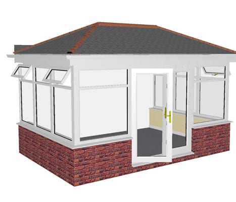 Tiled Roof Conservatories with dwarf wall, double hipped