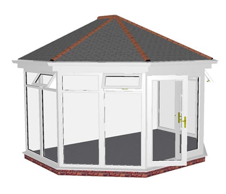 Solid Roof Conservatory: Victorian 3 Facet Full Height Glass