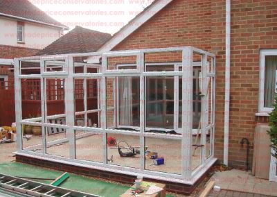 diy conservatory frame being constructed