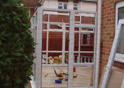 diy conservatory frame being constructed