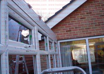 diy conservatory frame being built