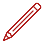 Pencil and Ruler Icon Red and White