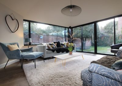 Black Sliding Door Conservatory Interior Light Off