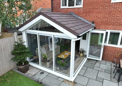 White Frame Gable-End DIY Tiled Red Roof Conservatory