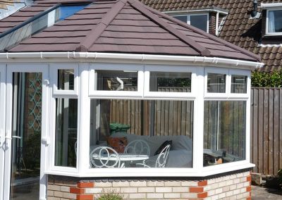 White Frame Victorian-Style DIY Conservatory Brown Tiled Roof