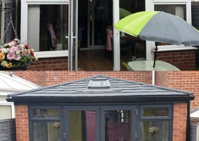 Before and After Grey Edwardian Tiled Roof Installation