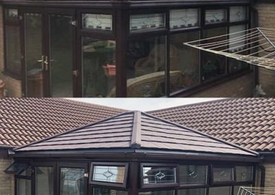 Before and After Dark Brown Edwardian Tiled Roof Installation