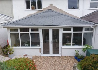 White Frame and Grey Roof Conservatory