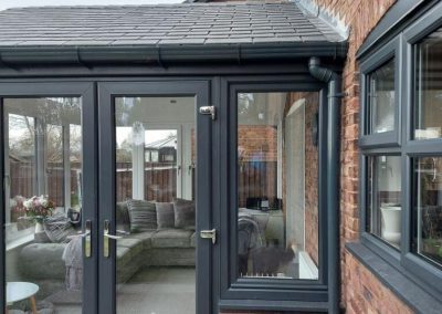 Dark Grey Frame Gable Conservatory Close-up