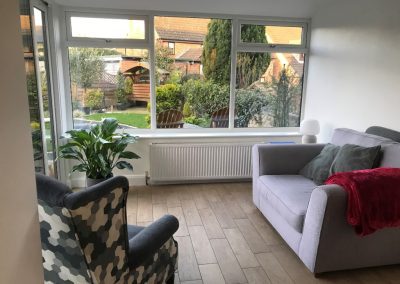 DIY Conservatory Interior with a view of the back garden